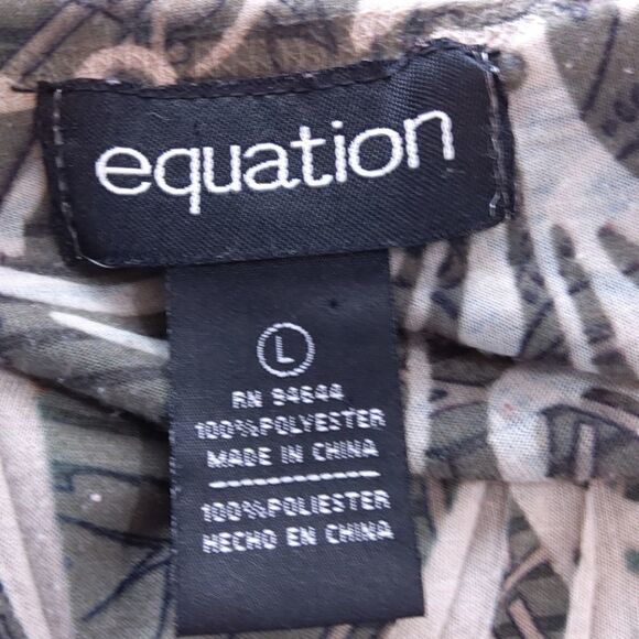 Equation olive green printed 3/4 sleeve blouse - Picture 9 of 9